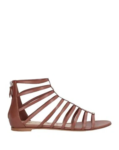 Casadei Woman Sandals Brown Size 8 Leather