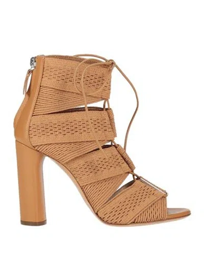 Casadei Woman Sandals Camel Size 5.5 Textile Fibers, Synthetic Fibers, Pvc - Polyvinyl Chloride In Brown