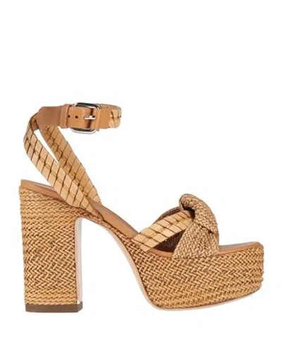 Casadei Woman Sandals Camel Size 6 Leather In Beige