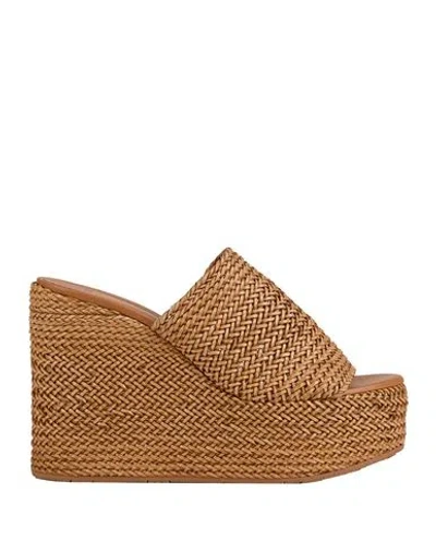 Casadei Woman Sandals Camel Size 8 Textile Fibers In Beige