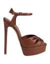 Casadei Woman Sandals Chocolate Brown Size 8 Leather
