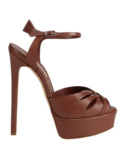 Casadei Woman Sandals Chocolate Brown Size 8 Leather