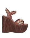 Casadei Woman Sandals Dark Brown Size 8 Leather In Brown