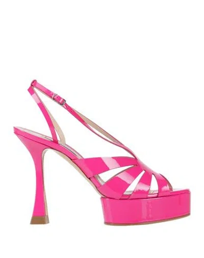 Casadei Woman Sandals Fuchsia Size 10 Leather In Fucsia Vivaci