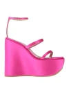 Casadei Woman Sandals Fuchsia Size 7.5 Textile Fibers In Pink