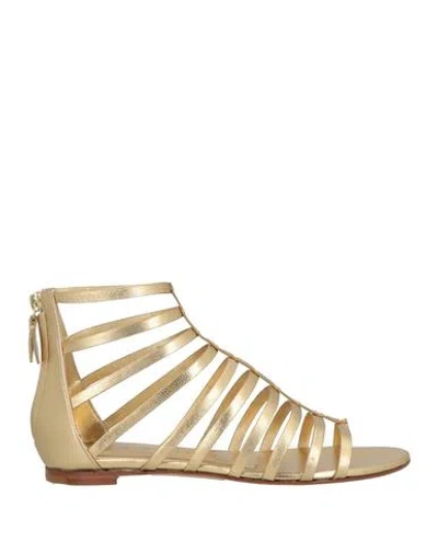 Casadei Woman Sandals Gold Size 5.5 Leather In Brown