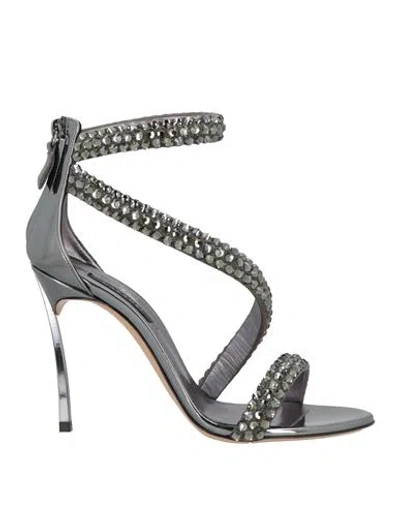 CASADEI CASADEI WOMAN SANDALS GREY SIZE 8 SYNTHETISCHES MATERIAL