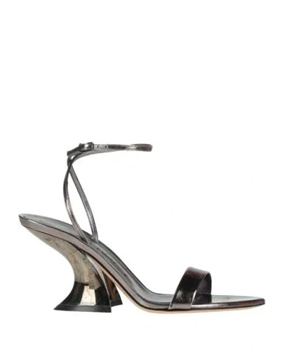 Casadei Woman Sandals Gunmetal Size 6 Leather In Gray