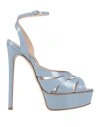 Casadei Woman Sandals Light Blue Size 8 Leather