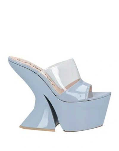 Casadei Woman Sandals Light Blue Size 8.5 Leather, Pvc - Polyvinyl Chloride