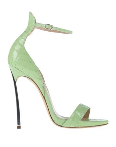 Casadei Woman Sandals Light Green Size 6.5 Leather
