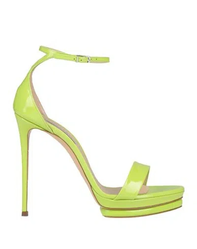 Casadei Woman Sandals Light Green Size 8 Leather