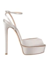 Casadei Woman Sandals Light Grey Size 8 Textile Fibers
