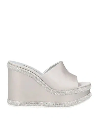 Casadei Woman Sandals Light Grey Size 8 Textile Fibers