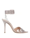 Casadei Woman Sandals Light Grey Size 8 Textile Fibers, Plastic