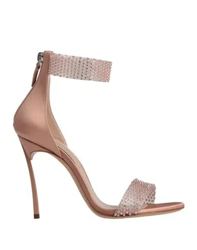 Casadei Woman Sandals Light Pink Size 8 Textile Fibers