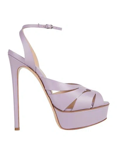 Casadei Woman Sandals Lilac Size 10 Leather In Purple
