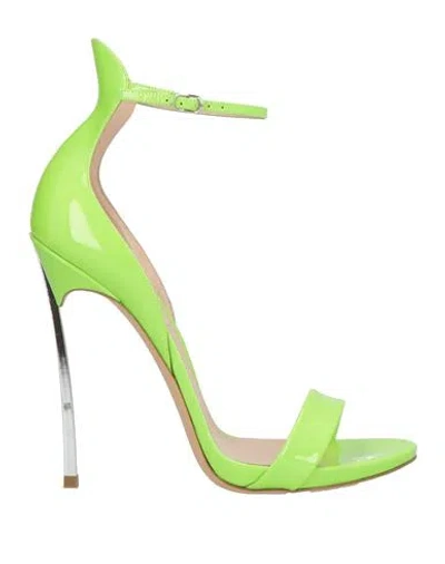 Casadei Woman Sandals Lime Green Size 5.5 Leather