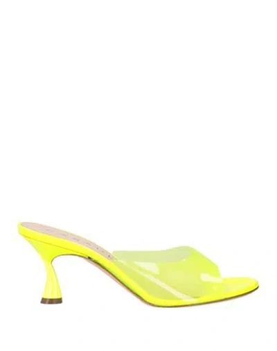 Casadei Woman Sandals Acid Green Size 11 Rubber