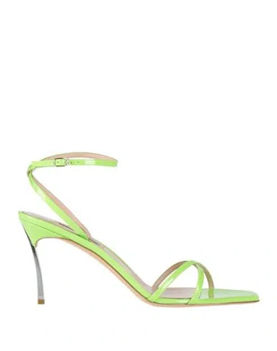 Casadei Woman Sandals Lime Green Size 6.5 Leather