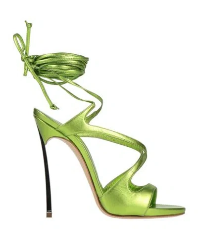 Casadei Woman Sandals Lime Green Size 7 Leather