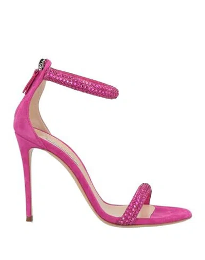 Casadei Woman Sandals Magenta Size 8 Leather