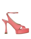 Casadei Woman Sandals Magenta Size 8 Textile Fibers