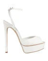 Casadei Woman Sandals Off White Size 10 Leather In White