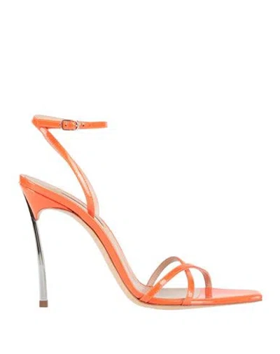 Casadei Woman Sandals Orange Size 7 Leather In Multi