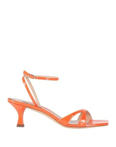 CASADEI CASADEI WOMAN SANDALS ORANGE SIZE 8 LEATHER