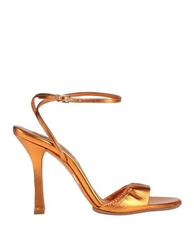 Casadei Woman Sandals Orange Size 11 Leather