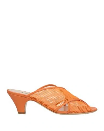 Casadei Woman Sandals Orange Size 8 Leather, Synthetisches Material