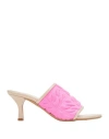 Casadei Woman Sandals Pink Size 6 Leather, Textile Fibers