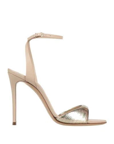 Casadei Woman Sandals Platinum Size 5 Leather In Gray