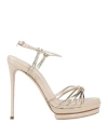 Casadei Woman Sandals Platinum Size 11 Leather In Grey