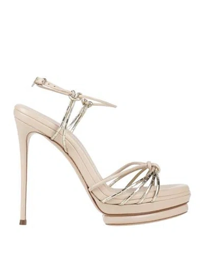 Casadei Woman Sandals Platinum Size 11 Leather In Grey