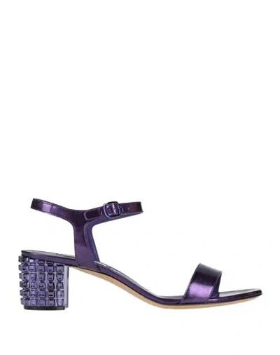 Casadei Woman Sandals Purple Size 10 Leather