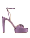 Casadei Woman Sandals Purple Size 7 Textile Fibers