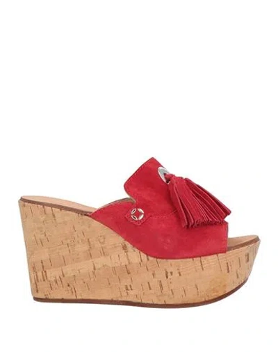Casadei Woman Sandals Red Size 10.5 Soft Leather