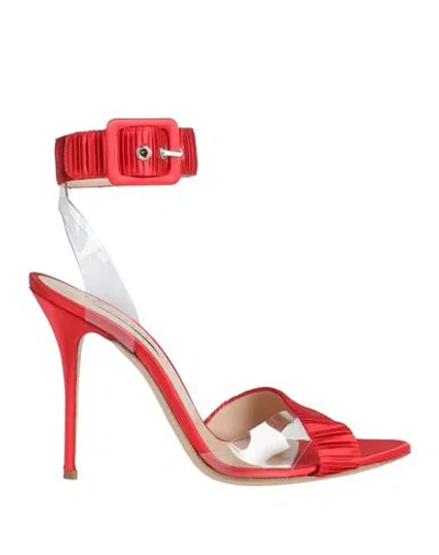 Casadei Woman Sandals Red Size 6 Textile Fibers, Plastic