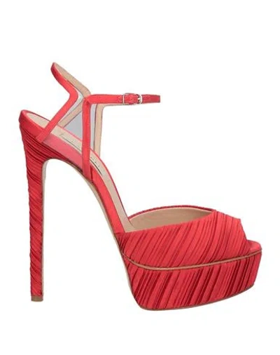 Casadei Woman Sandals Red Size 8 Textile Fibers, Plastic