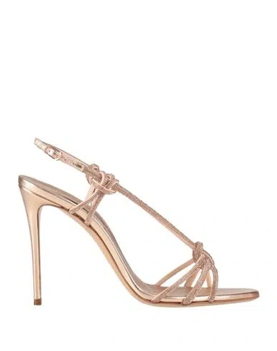 Casadei Woman Sandals Rose Gold Size 9.5 Leather