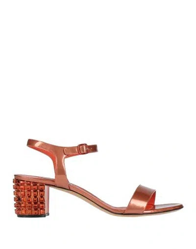 Casadei Woman Sandals Rust Size 10.5 Leather In Red