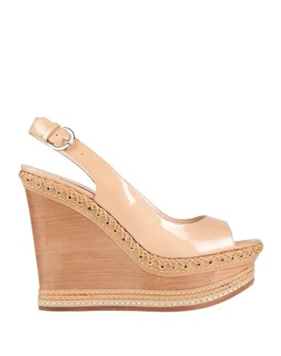 Casadei Woman Sandals Sand Size 10.5 Leather