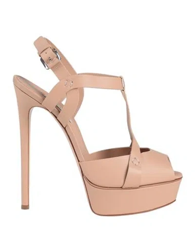 Casadei Woman Sandals Sand Size 10 Soft Leather In Beige