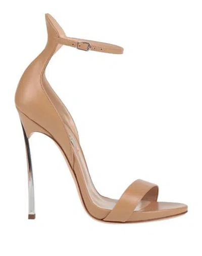 Casadei Woman Sandals Sand Size 8 Leather In Beige