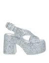 Casadei Woman Sandals Silver Size 5 Textile Fibers