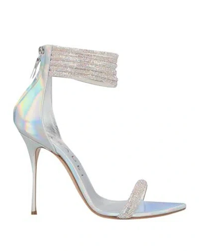 Casadei Woman Sandals Silver Size 6 Textile Fibers