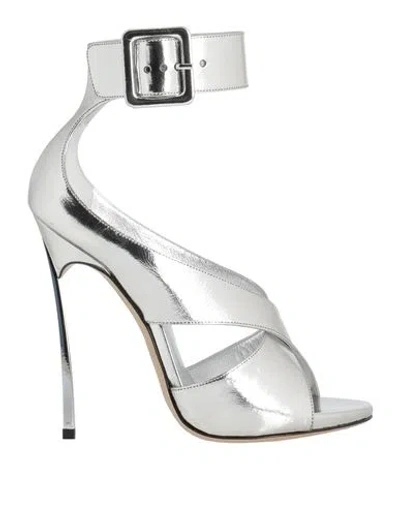 Casadei Woman Sandals Silver Size 6.5 Leather