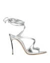 Casadei Woman Sandals Silver Size 7.5 Leather In Silver